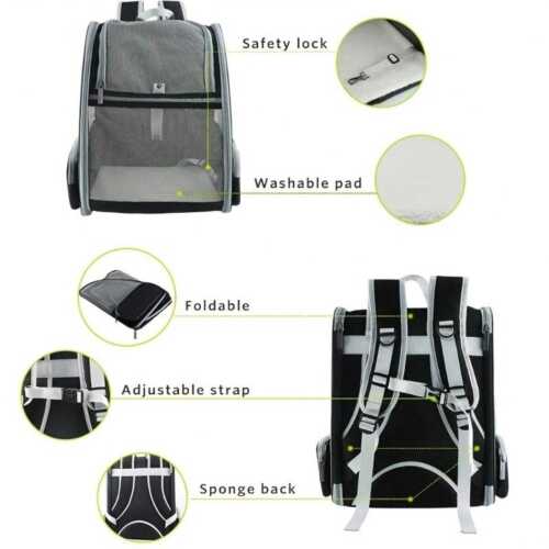 Foldable Breathable Pet Carrier Backpack-Ventilation,Safety Strap, 15lbs - Picture 9 of 43