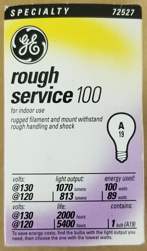 GE - Rough Service - 100 Watt / Saf-T-Gard Light Bulb - Picture 3 of 3