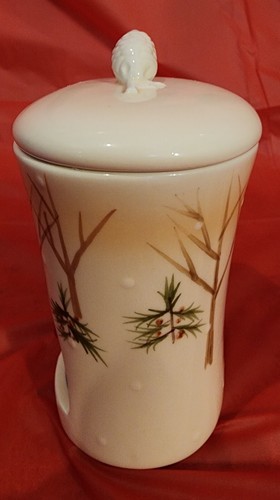 HMK LLC TART BURNER WARMER WINTER TREES CARDINALS SNOW CERAMIC LID NEVER USED - Picture 4 of 12