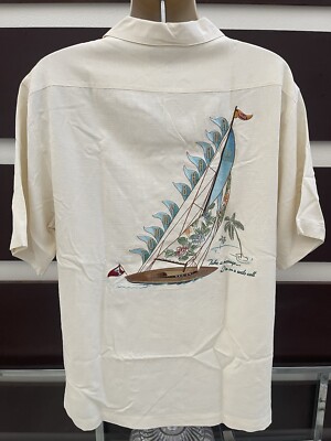 Tommy Bahama Take A Message I m On A Sails Call Camp Shirt Size Medium