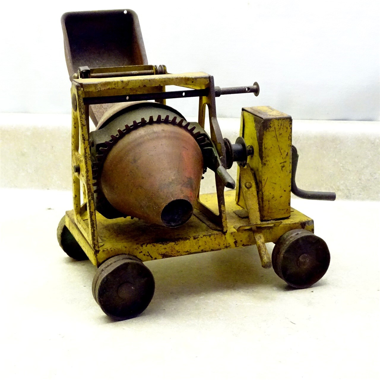 Vintage Buddy L Concrete Mixer, Pressed Steel Toy, Cement Barrel, Early
