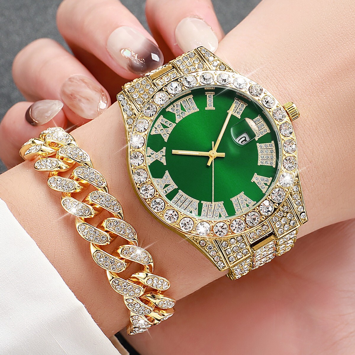 Diamond waist watch 1920s Platinum Diamond Wrist Watch with Stretch Band  main image 3