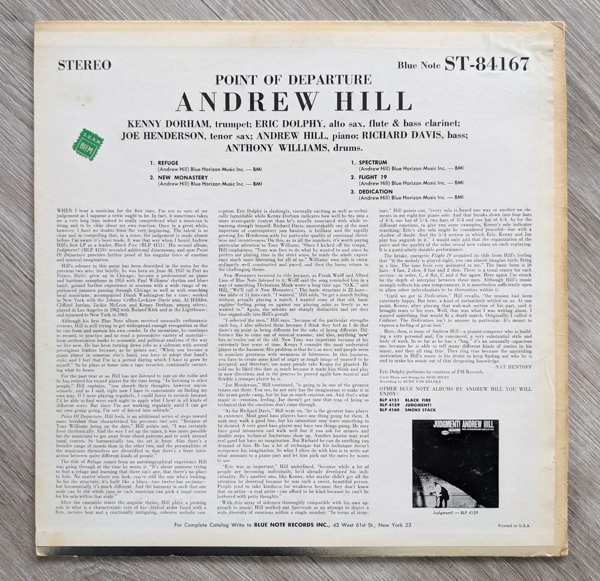 Andrew Hill Point Of Departure Blue Note 84167 Original