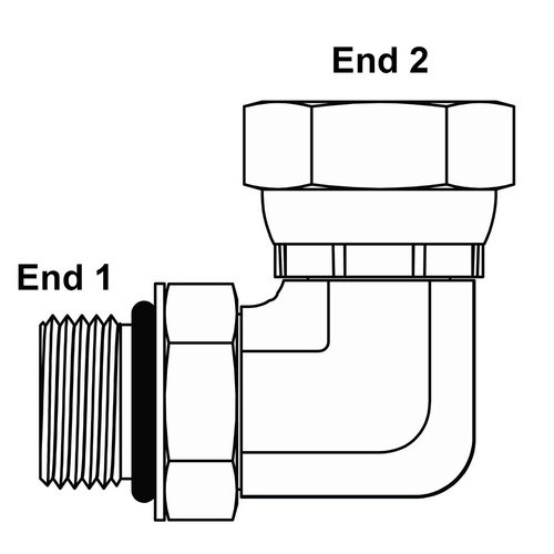 SAE 4 Male x 1/4" NPT Female Swivel 90 Degree Elbow Adapter 9-6901-4-4 - Picture 2 of 2