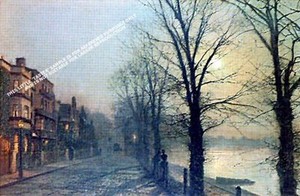 On The Thames Barnes by John Atkinson Grimshaw Artwork by Selby Prints