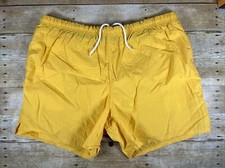 Vintage Mens Swim Trunks XL Lands End Yellow Nylon Made In The USA