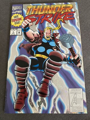 Thunderstrike 1 Marvel US Comic (Versus Bloodaxe) Ron Frenz 1993 Thor Foil Cover