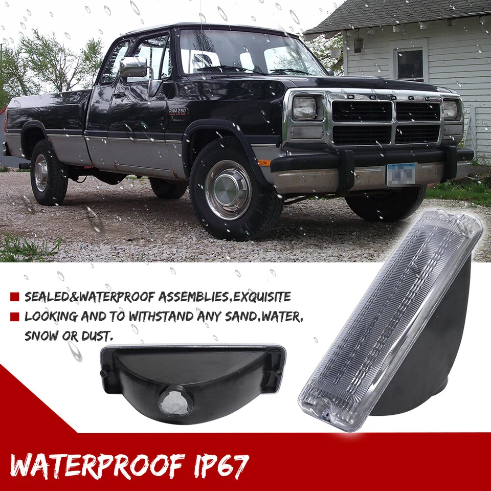 Turn Signal Lights For 91-93 Dodge D250 W250 Clear Lens LH & RH Below Headlamps - Image 4 of 4