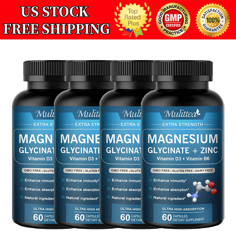 Magnesium Glycinate Capsules With Vitamin D3 Improved Sleep,Stress