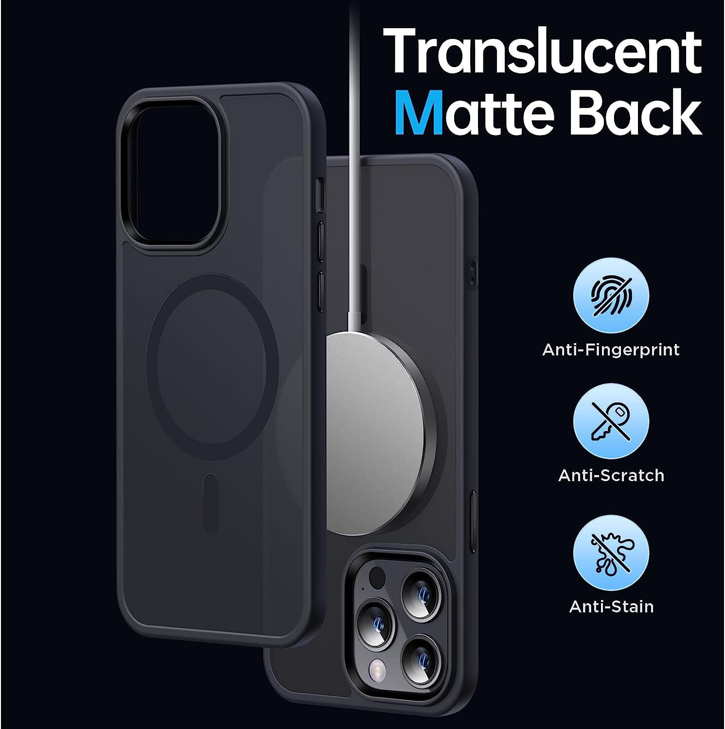 TORRAS Magnetic Ostand for iPhone 15 Pro Max Case, Built in Invisible Ring Stand, 12FT Military-Grade Shockproof, Compatible with MagSafe, Slim