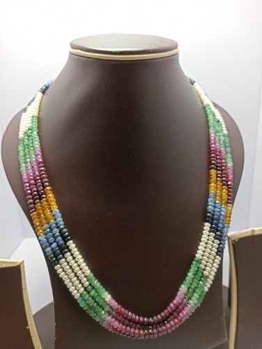 Natural Multi Sapphire Necklace Faceted Beads 420 Carat 21'' 4 Strand Necklace - Picture 3 of 8