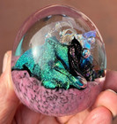 art glass 2002 WAHLBORG PAPERWEIGHT lavender METALLIC BLUE FUSED DICHROIC GLASS — photo 8