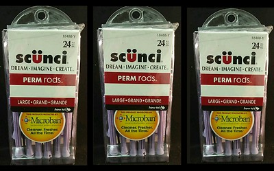 3 SCUNCI Salon Professional Perm Rod Curlers 24 Large Microban 18588-A Purple 