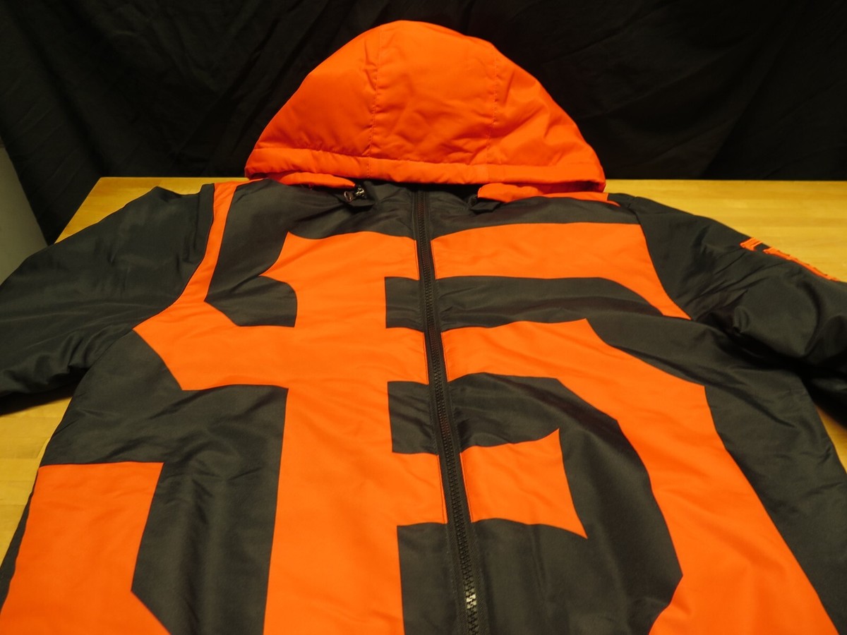 San Francisco Giants Jacket Starter BIG LOGO Hooded Orange Black
