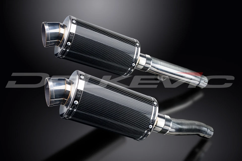 Triumph 900 Sprint 1993-1998 Kit de silenciador de escape de carbono ovalado de 9" sin cordones Foto 3 de 4