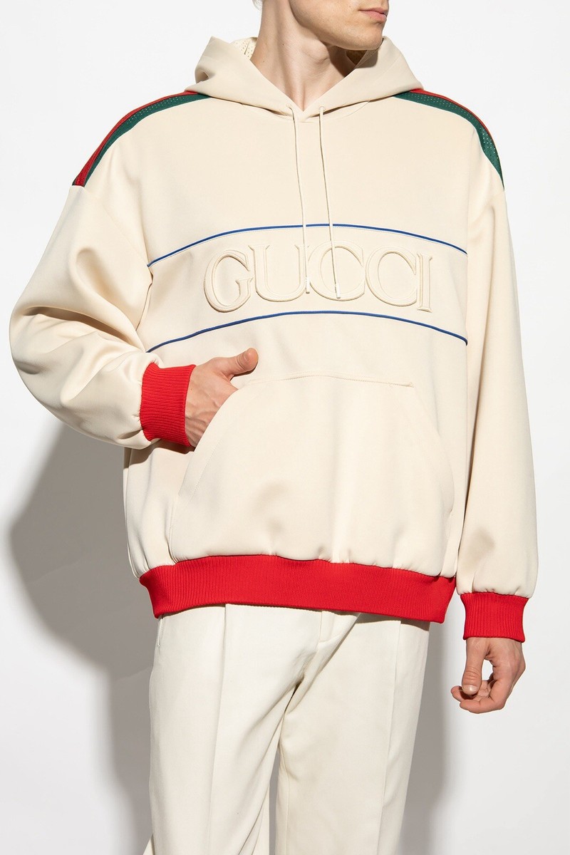 Gucci Logo Light Web Stripe Neoprene Unisex Hoodie XS NWT