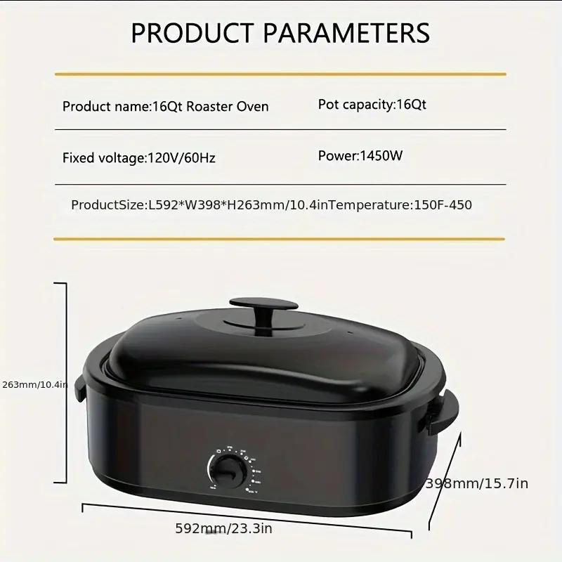 Electric Roaster Oven 16QT Turkey Roaster Oven w/ SelfBasting Lid