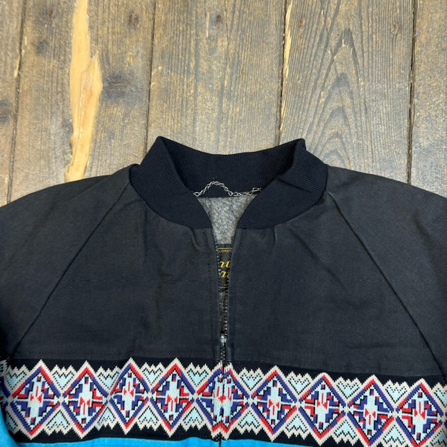 Vintage Detroit Jacket Y2K Carpet Lined Aztec Workwear Coat, Blue, Mens XL image 8