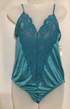 Vintage True Stain Emerald Green Lace Bodysuit Size M Retro Bodysuit swimsuit