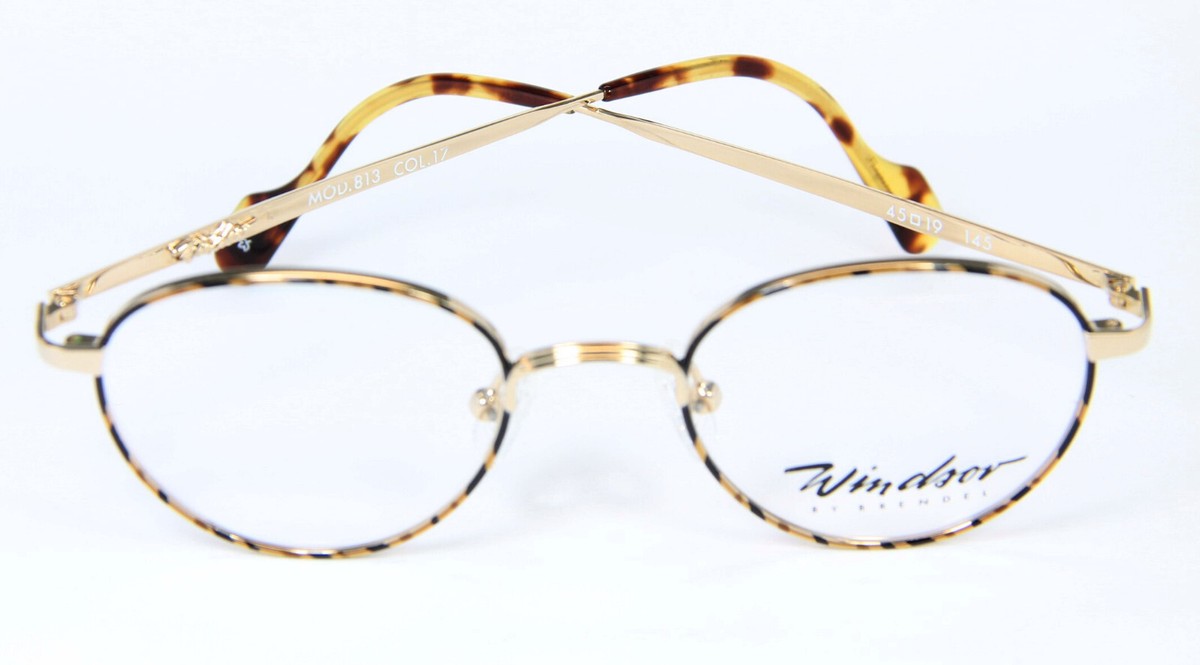 ★VIEWMAP★ LINEAR round half Windsor rim type lower gold fr Narrow WINDSOR 813 C.17 Gold Plated Vintage Eyeglasses Frame