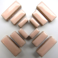 Pink Ceramic Rectangles Mosaic Tile Pieces - 50 Tiles - Mixed Sizes