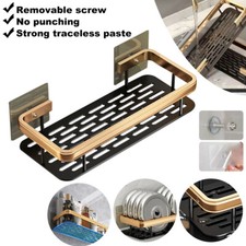 Punch-free Wall Shampoo Holder Bathroom Kitchen Rack Organizer Adhesive Shelf