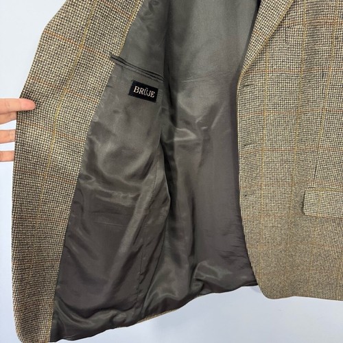 Blazer De Colección Lana Cachemira Pata de Gallo Para Hombres 46 Marrón Regular Traje Chaqueta Usado en Excelente Condición - Imagen 7 de 12