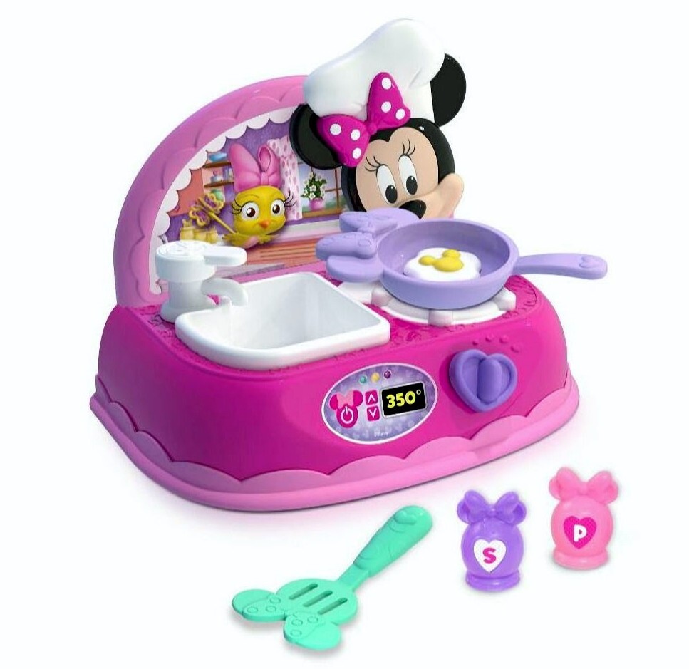 Lクリンminnie Junior Disney Minnie Sizzlin' Kitchen Play Set, Cooking Sounds