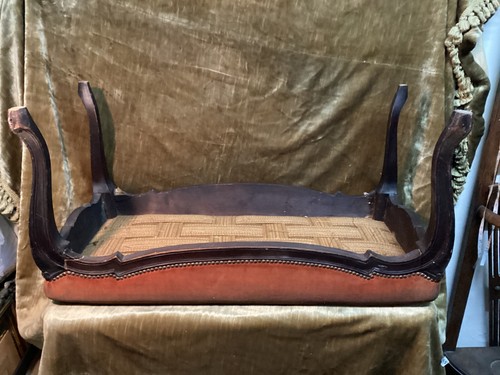ANTICO SGABELLO PANCA FRANCESE ANNI 30 LOUIS XV CON ARAZZO L 36" H 17" D 15" - Foto 3 di 13