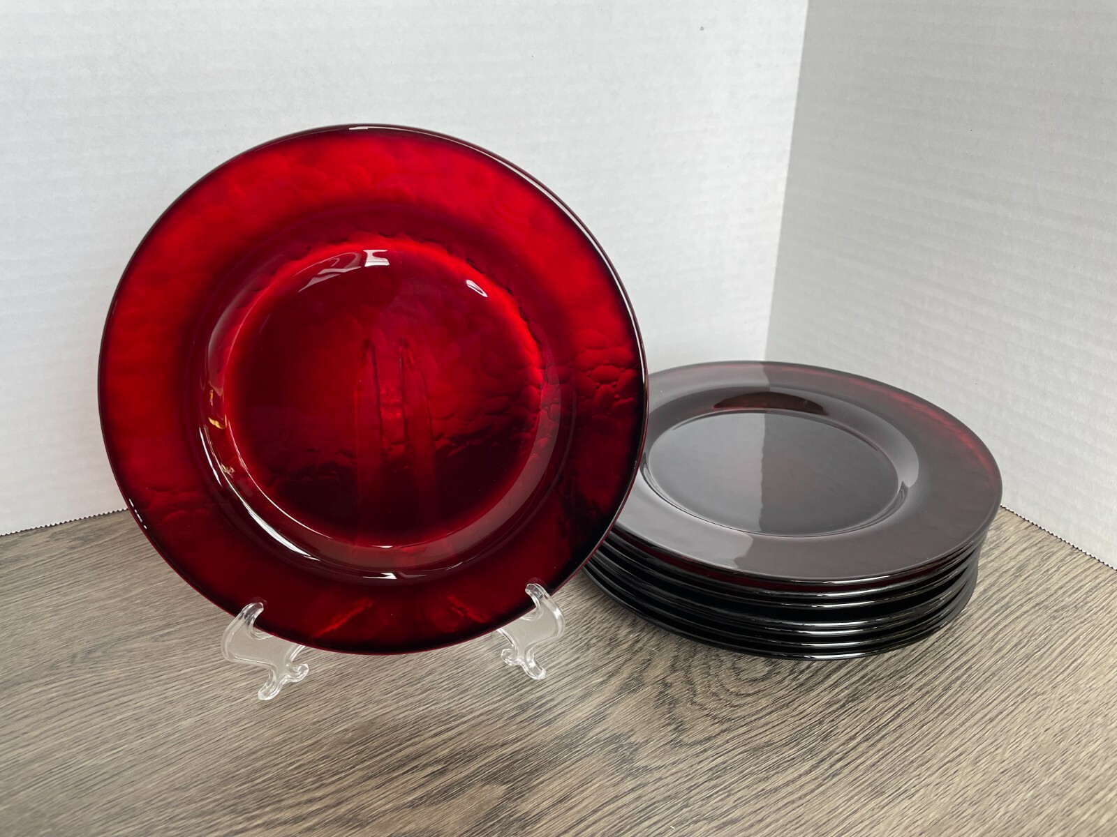 Ruby Red Glass Dessert Plates Set of 8, Vintage eBay