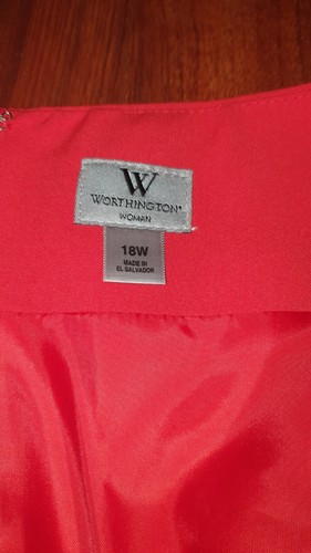 Falda Worthington Mujer Talla Grande 18W Recta Lápiz Naranja Rojo Elástica - Imagen 4 de 4