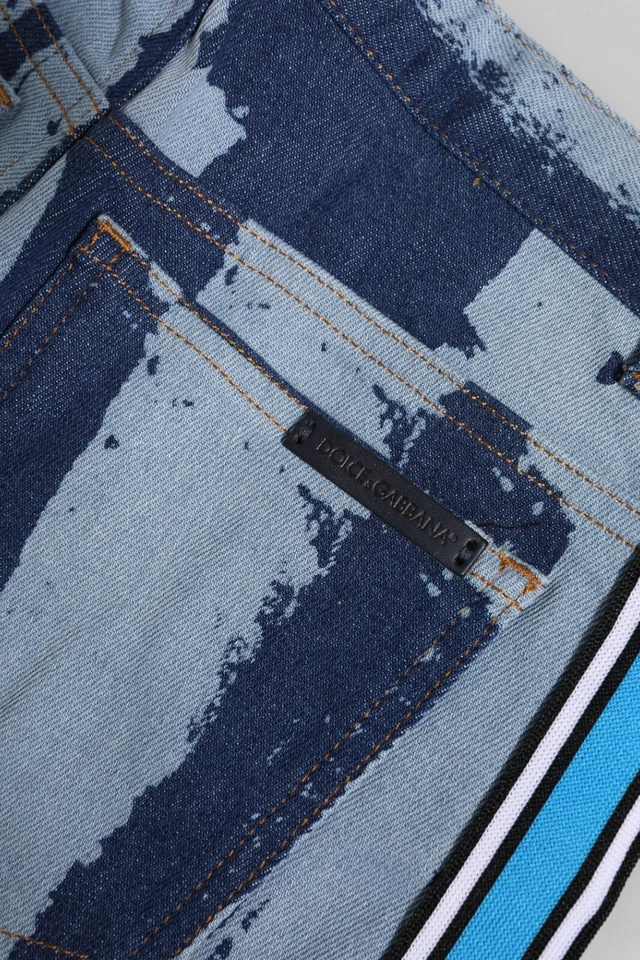 Pantalones de mezclilla a rayas de algodón azul DOLCE & GABBANA para niños s. Etiqueta 10 570usd Foto 3 de 4