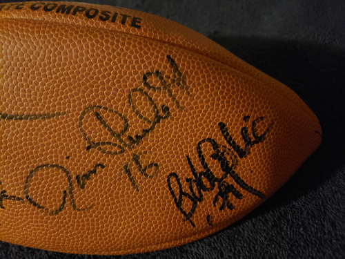 L.A. RAIDERS SIGNED FOOTBALL X4 JIM PLUNKETT,WILLIE GAULT,WILLIE BROWN,BOB GOLIC - Picture 3 of 4