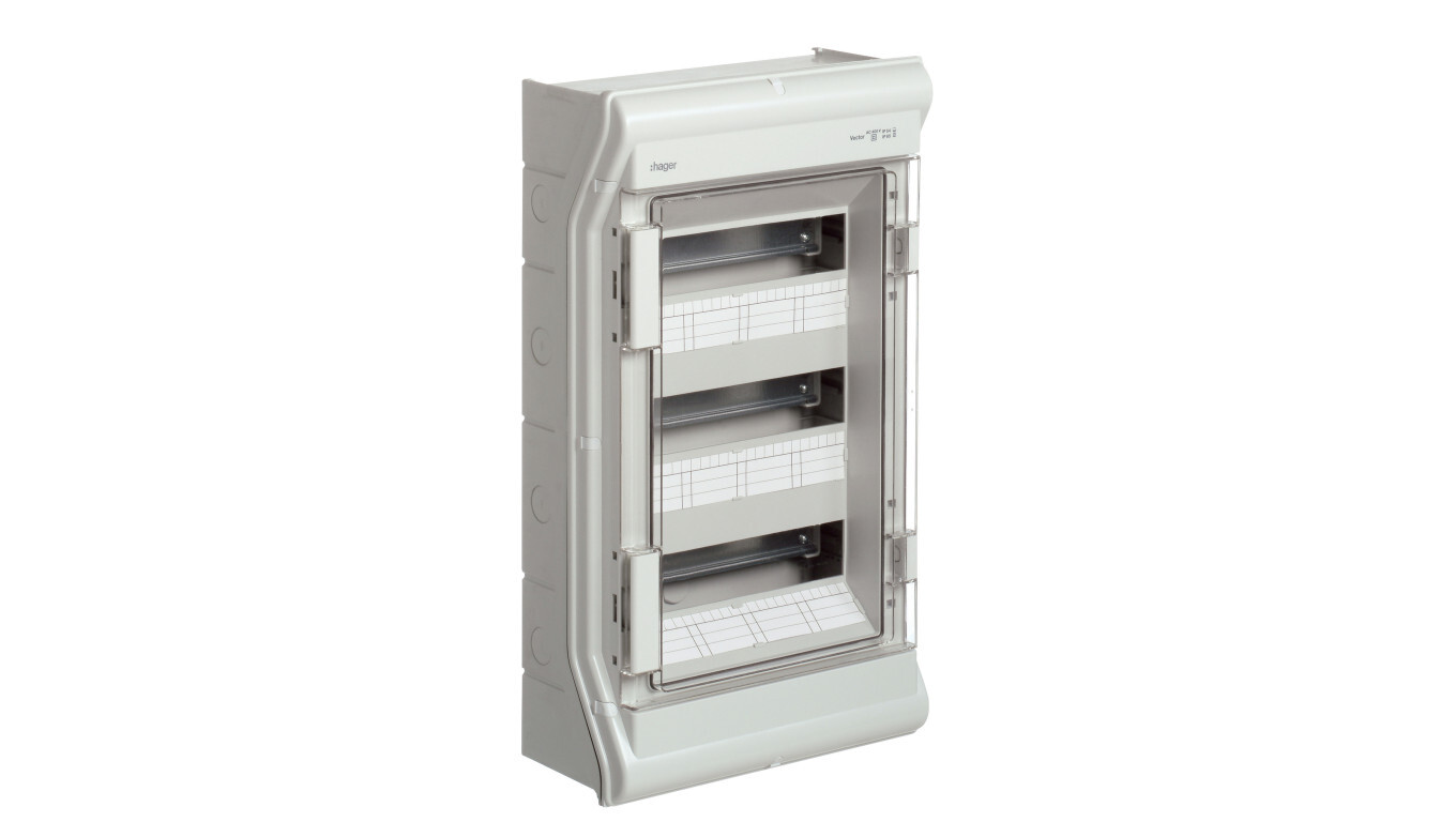 3x12 surface-mounted IP65 Vector VE312L modular switchboard /T2UK