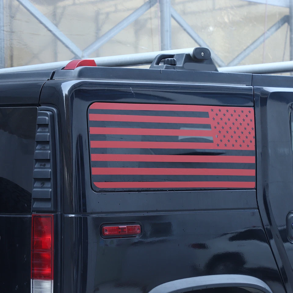 Vinilos calcomanías gráficas de vidrio con bandera roja de Estados Unidos para Hummer H2 2003-2009 Foto 3 de 4