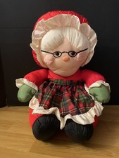 Puffy Santa Mrs Claus Anco Rare Polyester Christmas Plush Stuffed 1992 VGUC