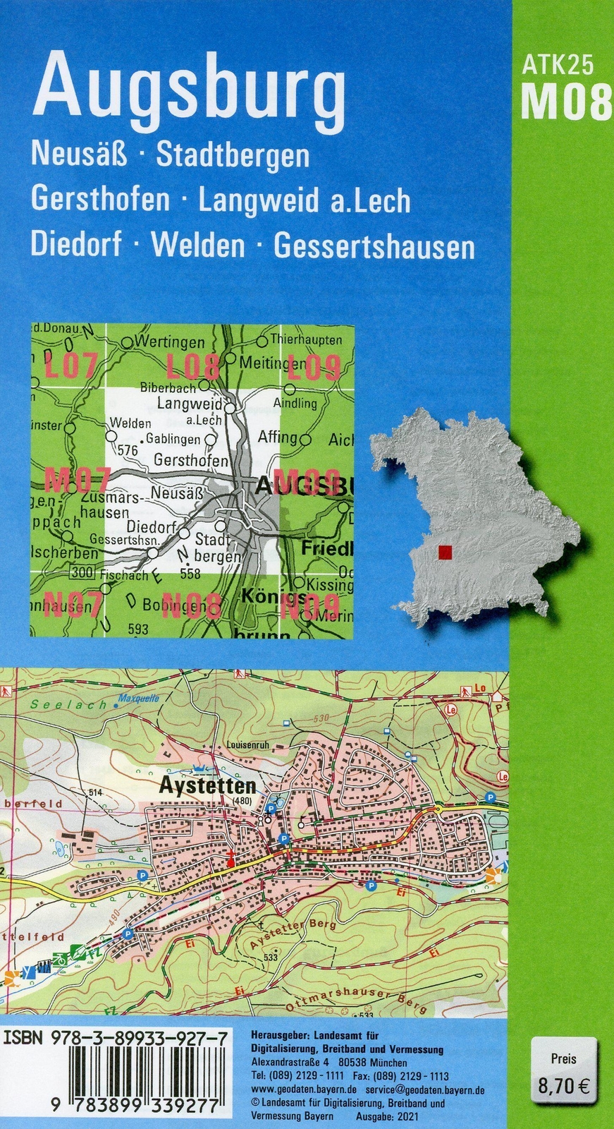 Thumbnail - Augsburg 1 : 25 000 Digitalisierung (land-)karte Deutsch 2021 Ldbv