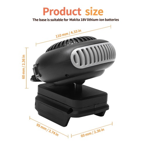 Space Heater Powered Electric Heater Fan For Makita 18V Battery BL1815 BL1820 MU - Picture 9 of 10