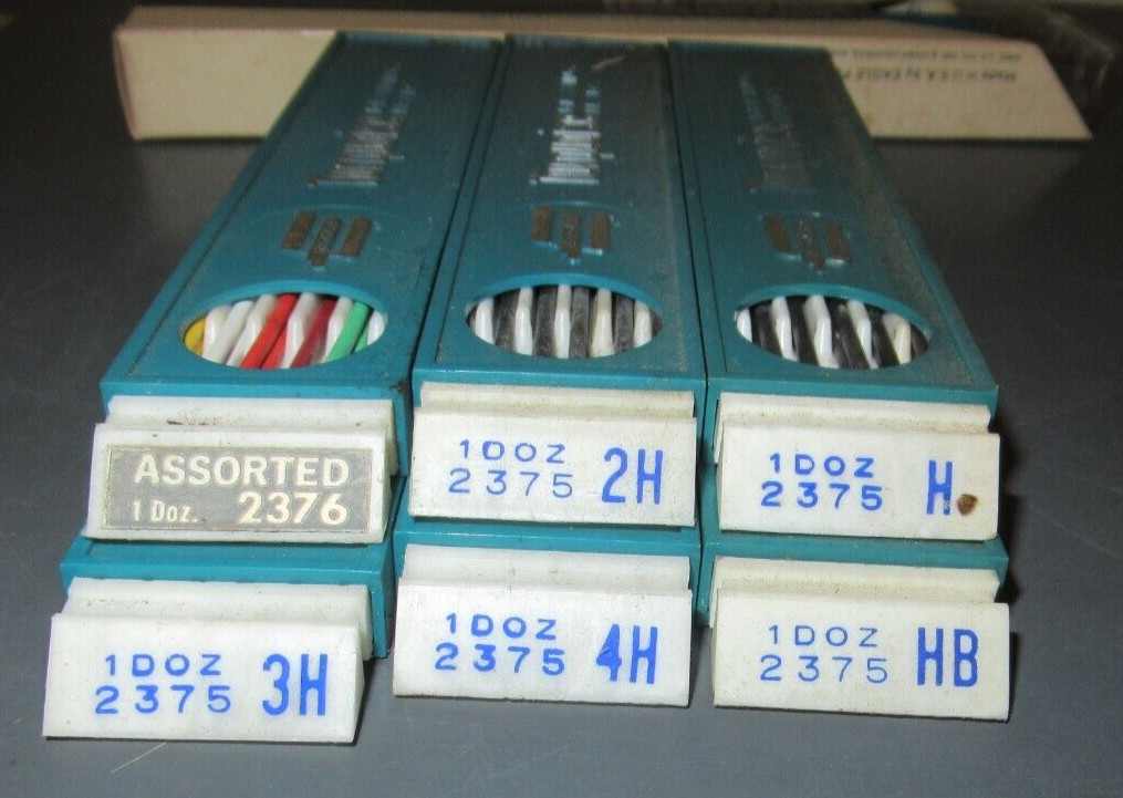Lot Of Vintage Berol Turquoise Eagle Drawing Leads & Pencils 2375 2376