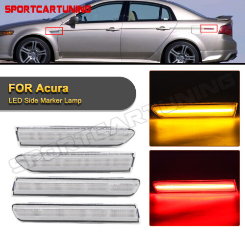 Pour 2004-2008 Acura TL ambre/rouge Full DEL marqueur latéral lampe avant arrière 4 pièces - Photo 1 sur 8