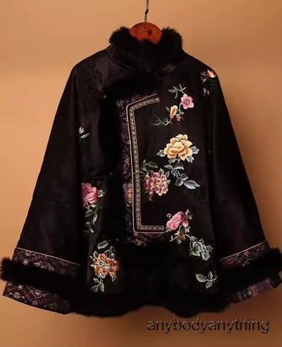 Retro Jacquard Silk Cotton Jacket Women Satin Cotton Padded Loose Coat Tang Suit - Picture 8 of 15