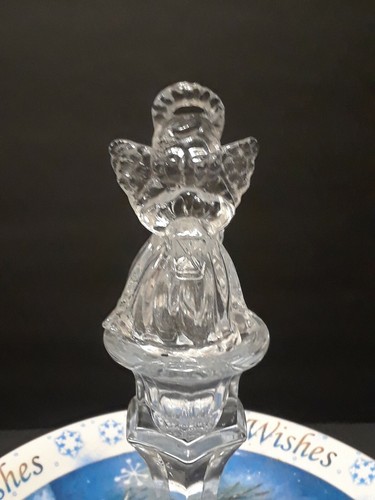 2 Tier Serving Tray Ceramic Plate Dessert Stand Display Holiday Winter Angel  - Picture 2 of 12