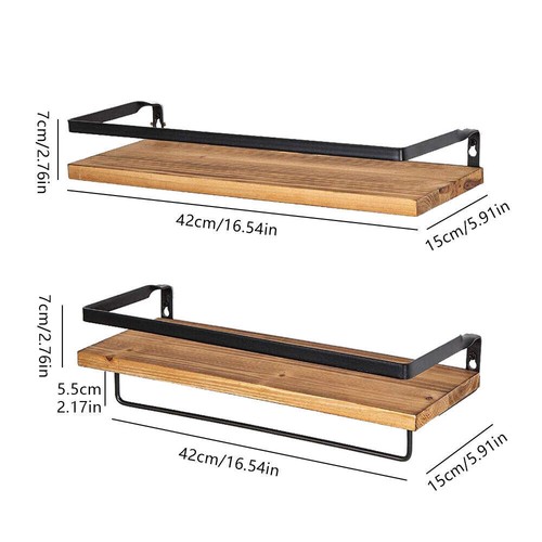 Estante de pared de 2 capas estantería flotante soporte de pared H?ngeregal con marco de metal - Imagen 3 de 11