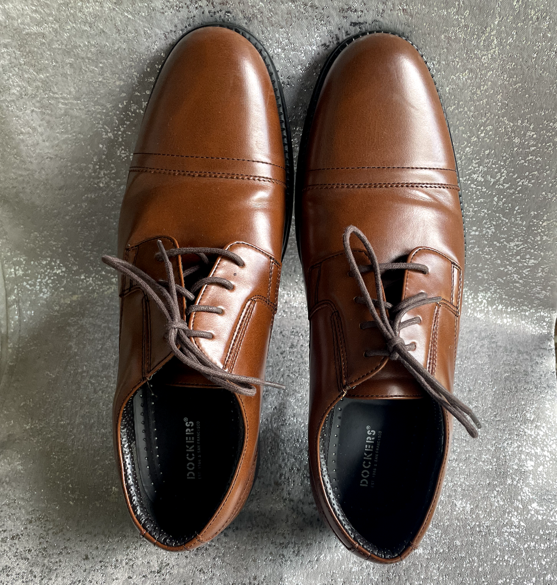 New w/ Box Dockers Oxfords Garfield Dress Shoes 10.5 M Brown Cap Toe Lace Up Dockers Mens Garfield Dress Cap Toe Oxford Shoe | eBay main image 4