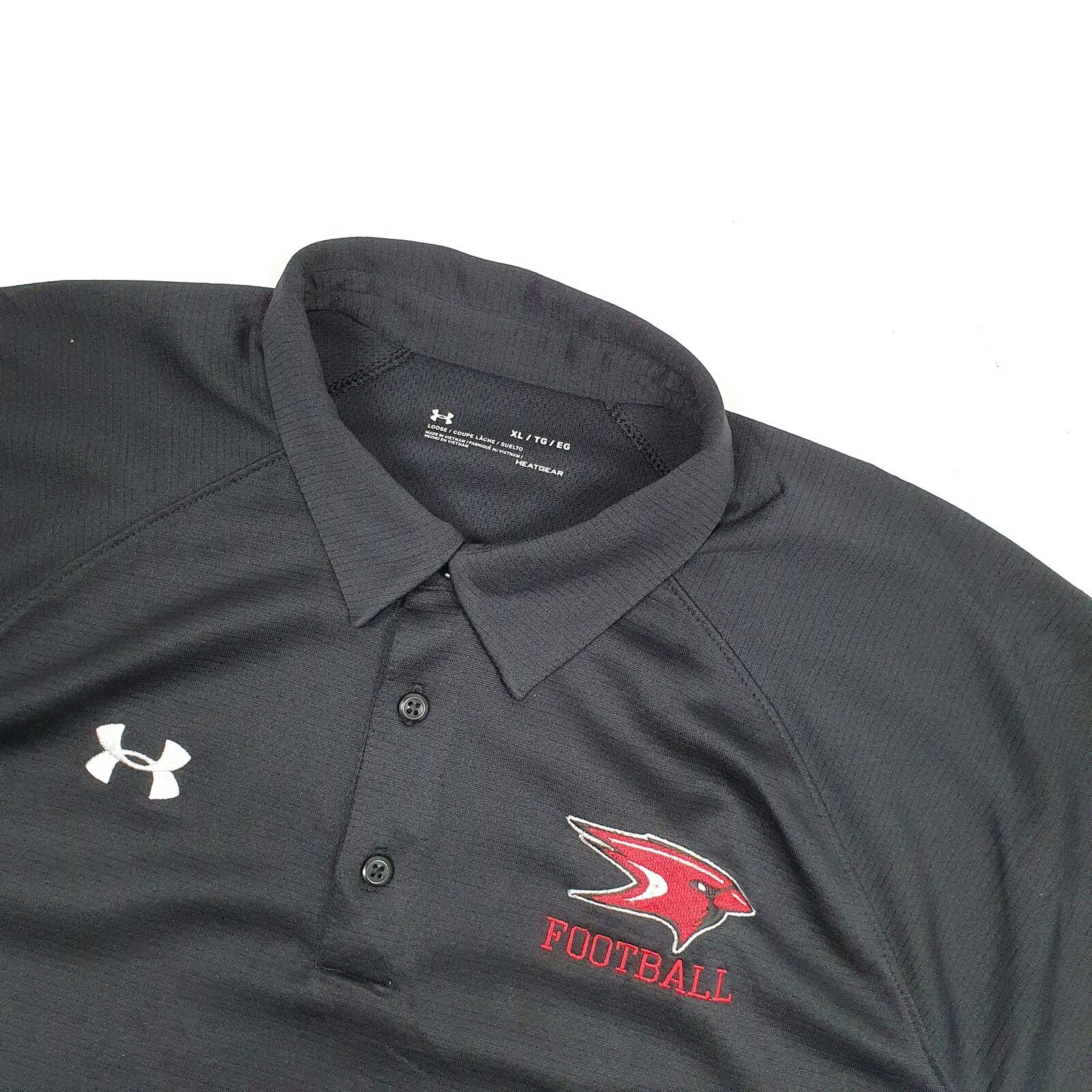 UNDER ARMOUR Black Polo Shirt Activewear Short Sleeve Polyester Mens XL image 2