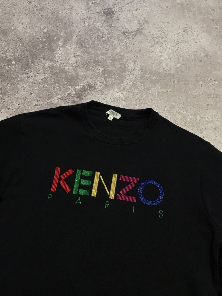 【KENZO】 Logo Embroidered Crewneck T-Shirt(送料込み) Vintage Kenzo Sweatshirt Embroiled Logo Faded Black M | eBay