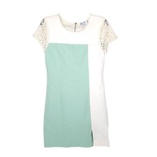 DKNY Dress Womens 6 Mini Short Lace Ponte Zip Sheath Y2K Stretch Color Block