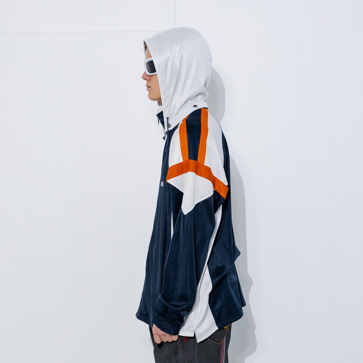 90's Vintage Boulder hooded track jacket in navy/white/orange | eBay