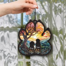 Personalized Couple Dog Paw Memorial Suncatcher, Custom Dog Suncatcher With Name
