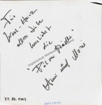 Original Autogramm Anni & Moni /// Autograph signiert signed signee Anni  307226